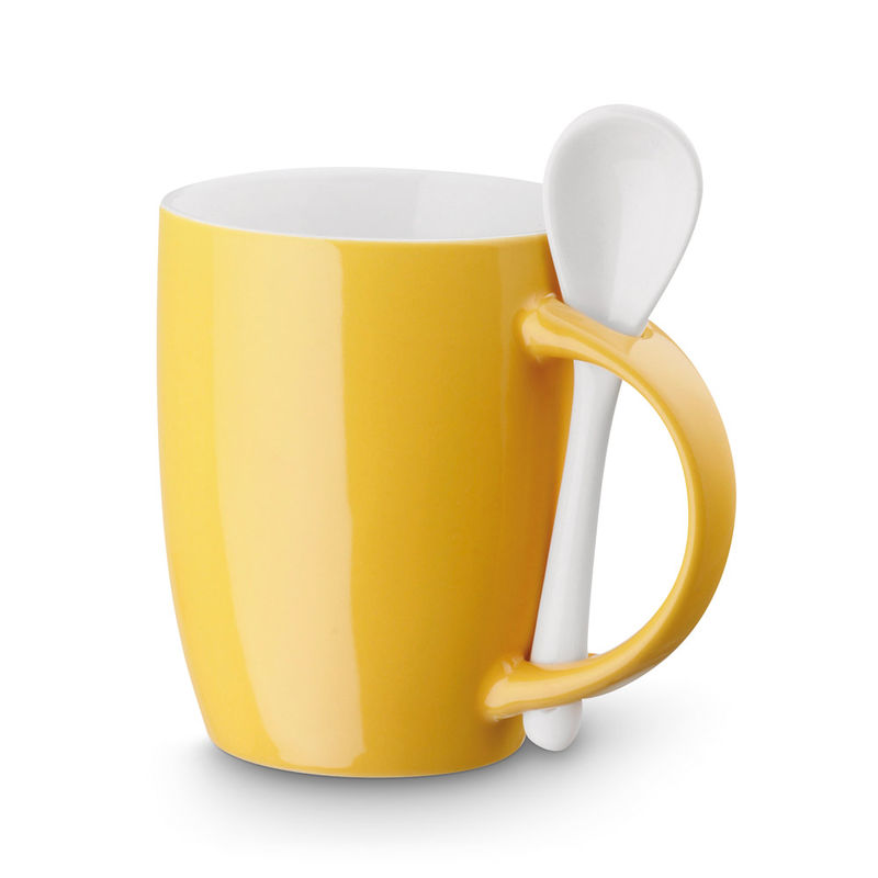 Mug personnalisable en céramique avec cuillère|Hercule Jaune