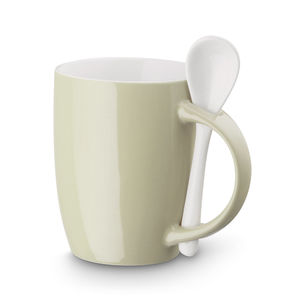 Mug personnalisable en céramique avec cuillère|Hercule Beige